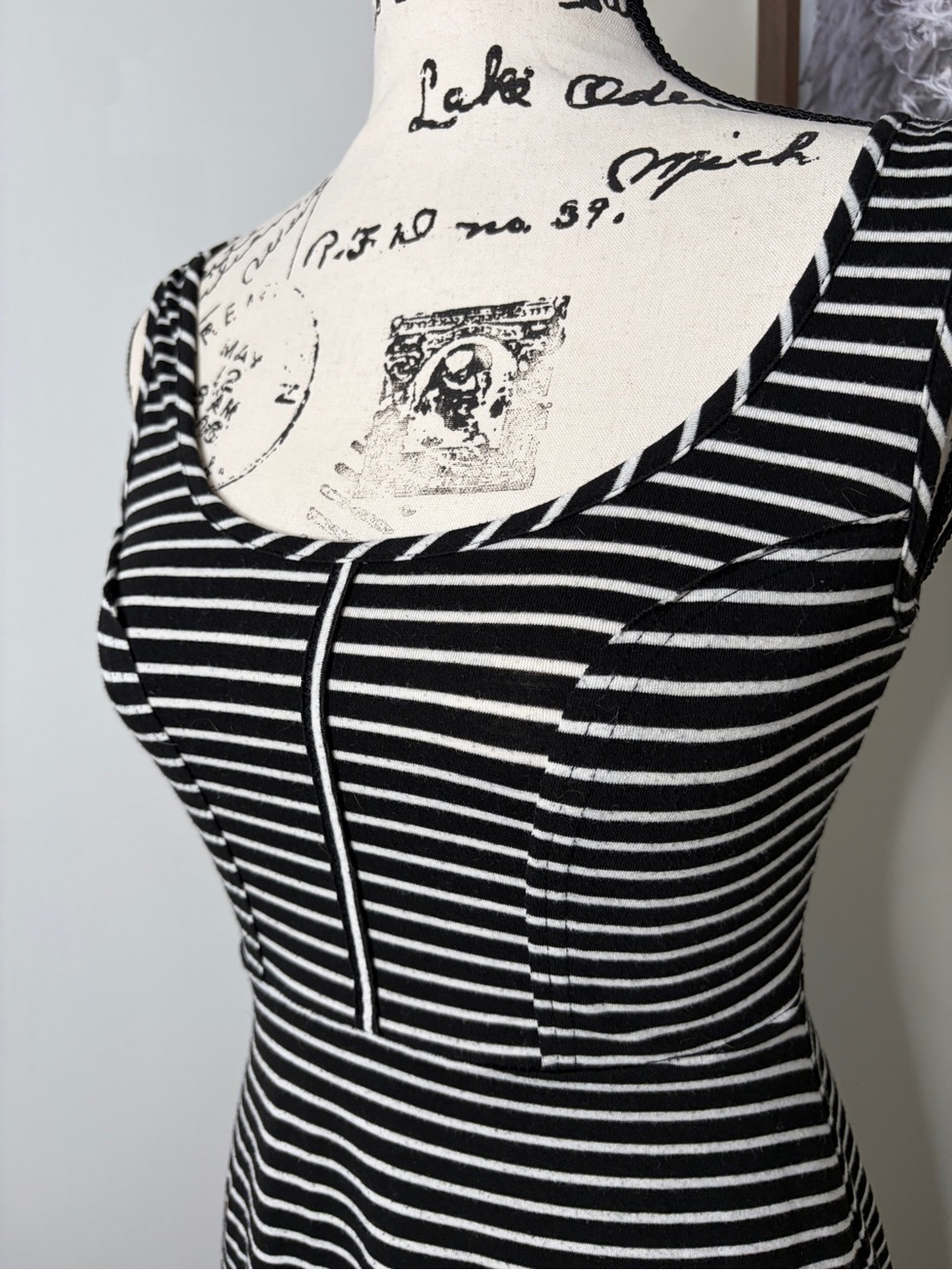 Xhilaration Black and White Striped Sleeveless Mini Dress